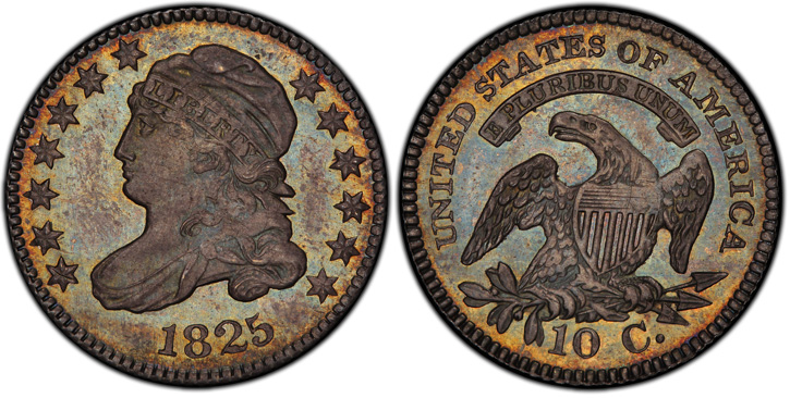 1825 Capped Bust Dime. JR-2. Proof-66 (PCGS).